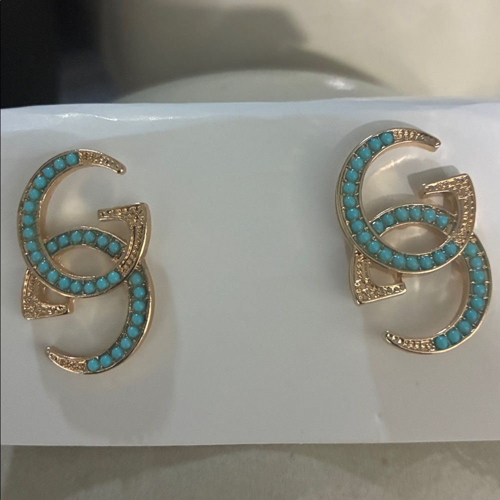 Gucci Gold-Tone Earrings with Turquoise Accents